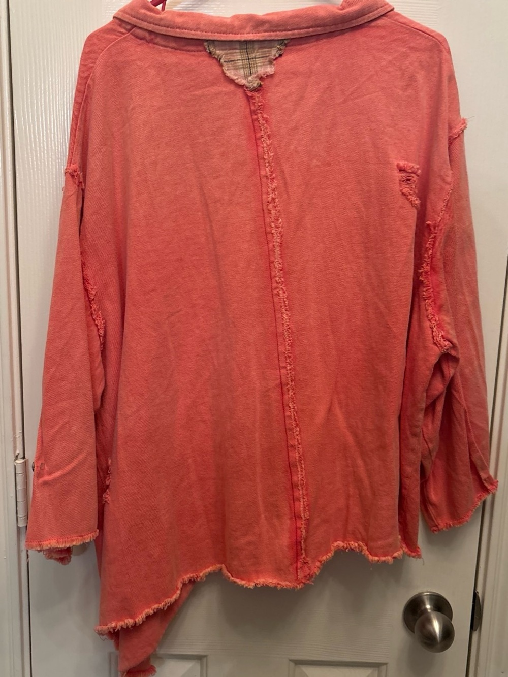 POL Coral Pink Asymmetrical Button Pullover Top - Picture 6 of 7